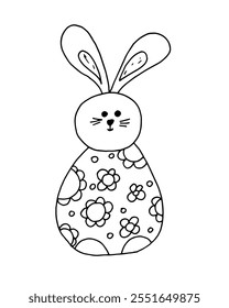 Single cute rabbit drawing for Easter holiday.  Can be used for cover design, poster, poster, decoupage, postcard, things.