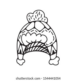 Single cute winter hat icon. Isolated on white background
