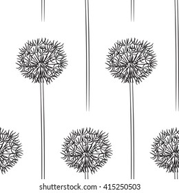 Single dandelion on a white background dandelion pattern