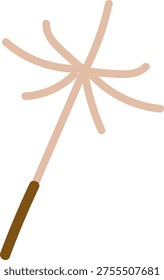 Single dandelion seed with curved pappus and slender stalk in cartoon style, isolated with generous copy space. Symbol of wish, freedom, hope, growth, and new beginning. Cartoon vector illustration.