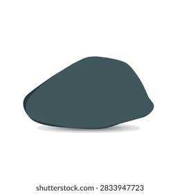 A single dark blue smooth pebble or stone isolated on a clean white background with a soft shadow underneath