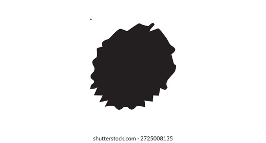 Una forma única, oscura, irregular y abstracta se coloca centralmente sobre un fondo blanco limpio.
