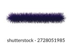 A single, dark purple, fuzzy object resembling a pipe cleaner or caterpillar, isolated on a white background.
