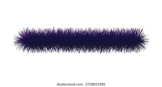 A single, dark purple, fuzzy object resembling a pipe cleaner or caterpillar, isolated on a white background.