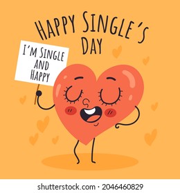 Single Day celebration banner poster card flat cartoon illustration