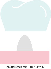 Single Dental Implant Crown Vector Icon Concept, Oral Hygiene Symbol on White background, Teeth Capping Design, 