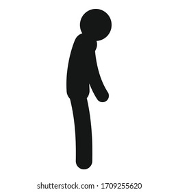 Single depression man icon. Simple illustration of single depression man vector icon for web design isolated on white background