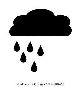 Single design element - cloud. Flat black illustration for card, poster, sticker, icon, web design, logo. Scandinavian element for nursery art. Kid illustration.