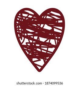 Un solo elemento de diseño - corazón rojo. Etiqueta romántica. Ilustración para tarjeta de San Valentín, afiche, pegatina, icono, banner, etiqueta de regalo, impresión. Símbolo de corazón lindo de estilo plano. Símbolo de amor. 