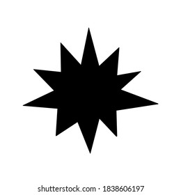 Elemento de diseño único - estrella. Ilustración plana negra para tarjeta, afiche, pegatina, icono, diseño web, logotipo. Elemento escandinavo para el arte infantil. Ilustración infantil.