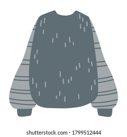 Single design element sweater. Flat style hand drawn illustration for sticker, pattern, logo design, clothes design and other autumn design. Hygge fall illustration. Autumn clothing.