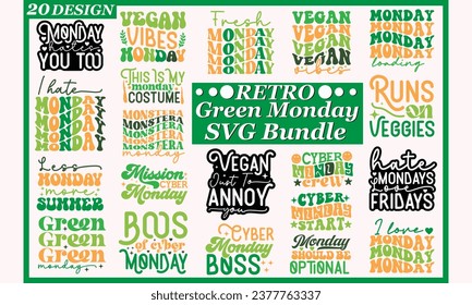 Single ,design , Retro Green Monday eps Bundle