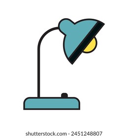 Single desk lamp icon with colorful design. Desk lamp cartoon illustration