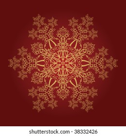 Single detailed golden snowflake