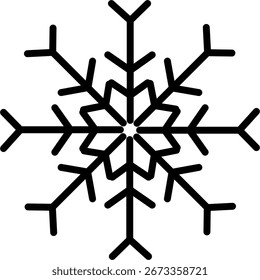 Una sola Ilustración vectorial de copo de nieve detallada, perfecta para decoraciones navideñas, iconos, diseños invernales y proyectos festivos.