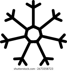 Single detailed snowflake vector illustration, perfect for Christmas decorations, icons, winter designs, and festive projects.