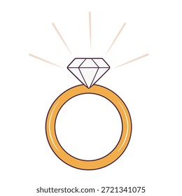 Anel de diamante único, ilustração vetorial
