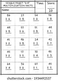 single digit multiplication facts
worksheet math for kids