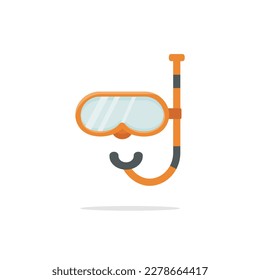 Single diving mask with snorkel flat icon isolated on white background. Stock vector illustration. Designed in flat style.