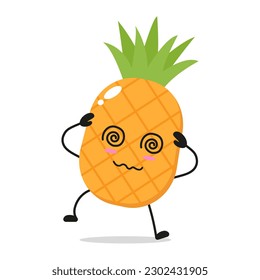 Single Dizzy Pineapple Fruit Drunk Vector Illustration