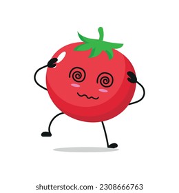 Single Dizzy Tomato Vegetable Drunk Vector Illustration