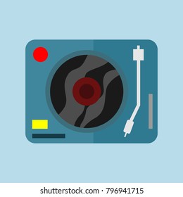 Single DJ Turntable Vector Illustration Graphic