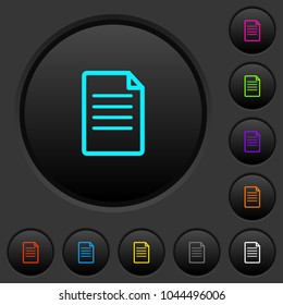 Single Document dark push buttons with vivid color icons on dark grey background