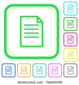 Single Document vivid colored flat icons in curved borders on white background