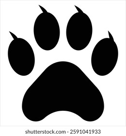 Single dog paw print vector silhouette illustration design on white