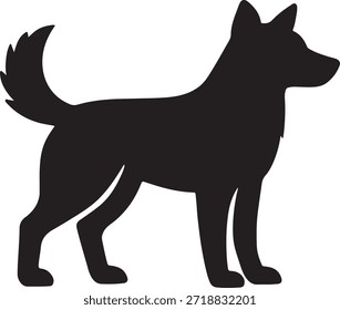 Silueta de un solo perro de pie vista lateral