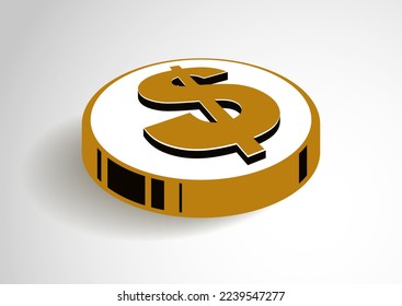 Single dollar coin cent vector logo illustration or icon.