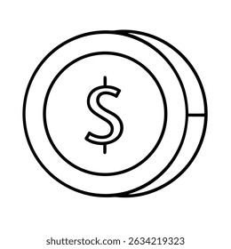 ícone de vetor Moeda de Dólar Único
