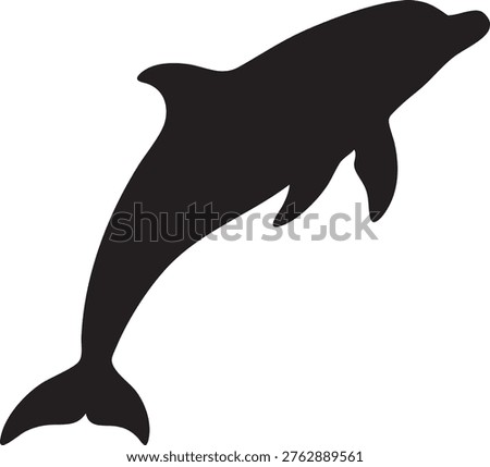  Single Dolphin Silhouette Leaping in Side View Vector Clipart Design