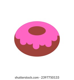 Single donut vector isolated on a white background. Donut collection. Sweet sugar icing donut