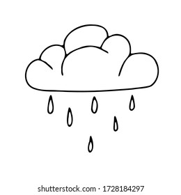 Single doodle cloud forecast related icon, isolated on white background. Vector stock illustration in hand drawn simple style. Design element.