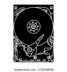 Icono de disco duro de glifo simple, aislado en fondo blanco. Ilustración de material vectorial. Elemento de diseño.