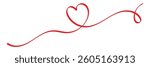 Single doodle heart continuous wavy line art drawing on isolated background. heart line art.