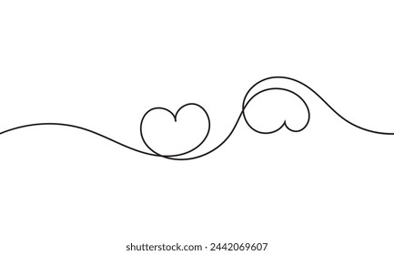 Dibujo de la línea ondulada continua del corazón del garabato único sobre fondo blanco. ilustración vectorial. EPS 10