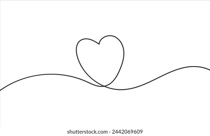 Single doodle heart continuous wavy line art drawing on white background. vector illustration. EPS 10