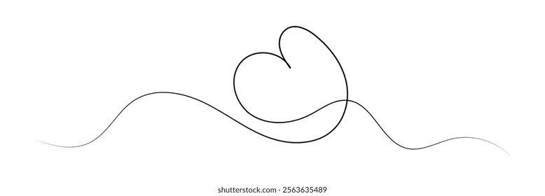 Single doodle heart continuous wavy line art drawing on white background. vector. EPS 20 .