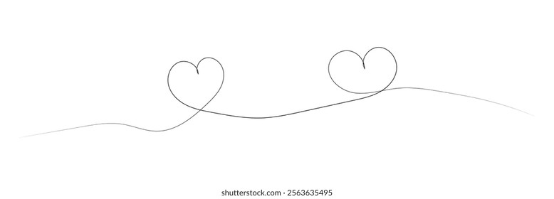 Single doodle heart continuous wavy line art drawing on white background. vector. EPS 20 .