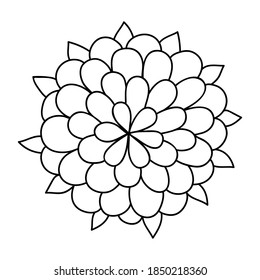Single doodle outline flower. Hand drawn art floral