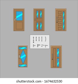 Single Door wood and Mirror. Door icon