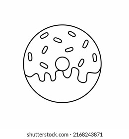 Single doughnut line icon in linear style isolated on white background. Pictogram symbol and illustration for logo. Thin black line vector.