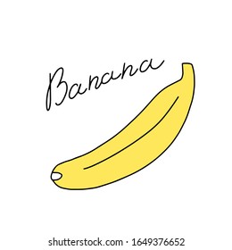 Single drawing healthy organic banana for orchard logo identity. Fresh delicious fruitage concept for fruit garden icon. Modern drawing design, hand draw vector illustration.