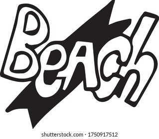Single drawn beach icon element on a white isolated background.  Doodle vector illustration.  Element for greeting cards, posters, stickers and seasonal, logo.
