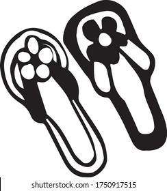 Einmalige Hausschuhe-Symbol auf weißem Hintergrund.  Doodle, Vektorgrafik.  Element für Aufkleber, Karten, Design