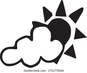 Single drawn sun icon element on a white isolated background.  Doodle vector illustration. Element for greeting cards, posters, stickers and seasonal, logo.