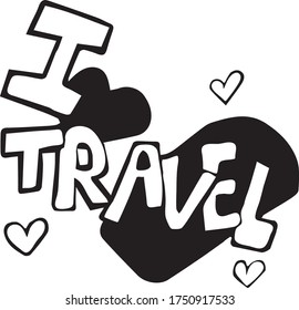 Single drawn travel icon element on a white isolated background.  Doodle vector illustration.  Element for greeting cards, posters, stickers and seasonal