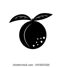 Single drawn whole peach with leaf. Trend line art graphic design vector illustration